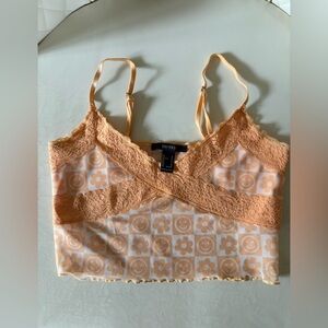 Forever 21 Orange Lace Crop Top